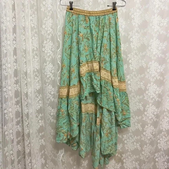 Spell And The Gypsy RARE Maisie High Low Maxi Skirt Size Medium Boho Turquoise